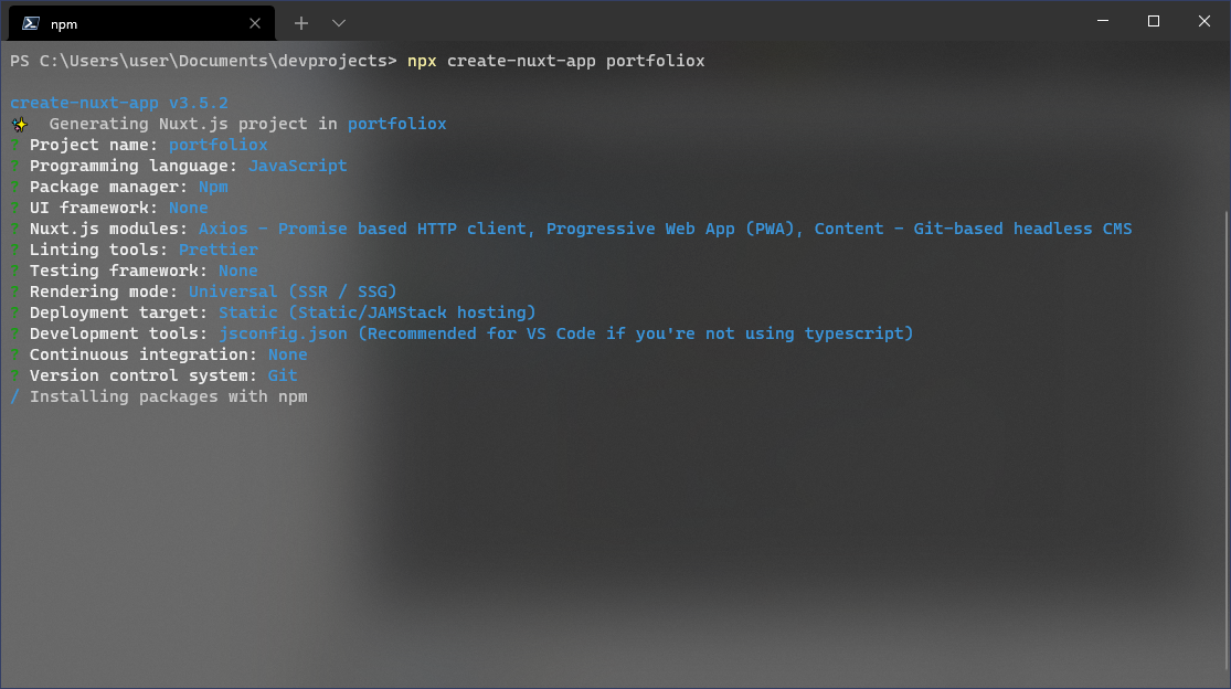 create-nuxt-app-installation